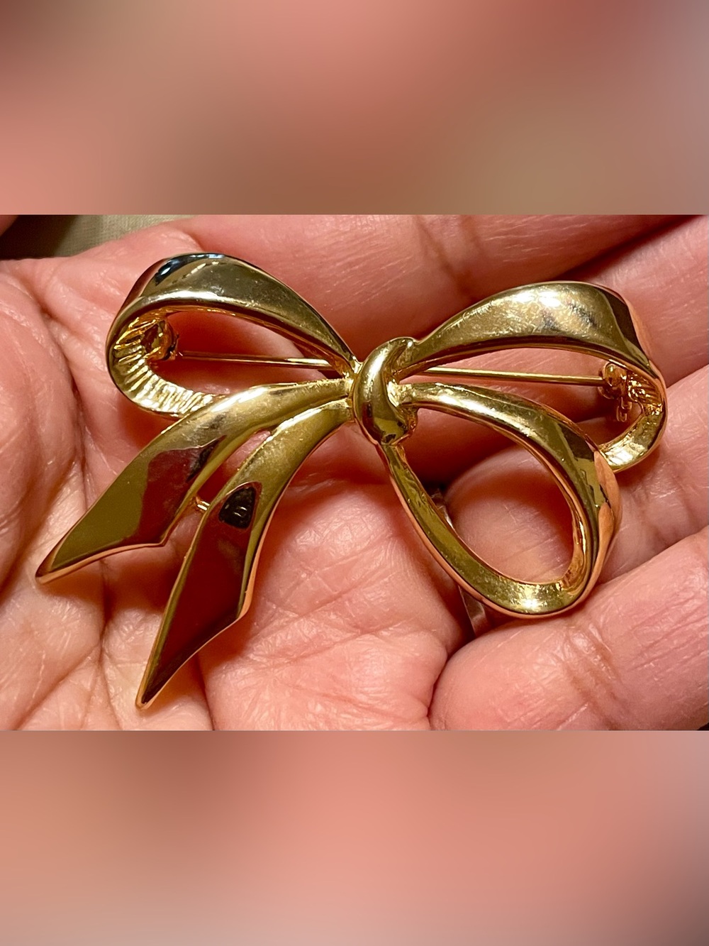Gold Bow Ribbon Brooch for Women - Polished Gold Finish